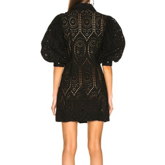 Ganni Eyelet Puff Sleeve Dress - Picture 3 of 9